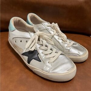Silver Sneakers with Black Star Accent